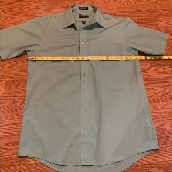 Stafford Performance Men’s classic fit short sleeve green dress shirt 16 - Picture 5 of 5